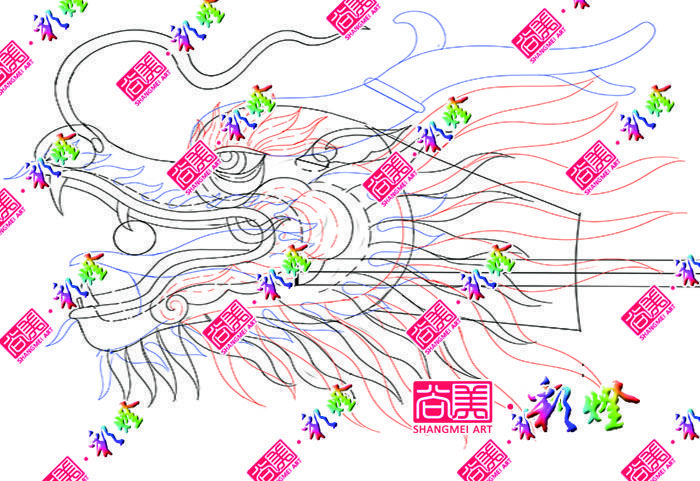 牛年彩燈《龍騰四?！反笮椭黝}彩燈龍頭放樣圖